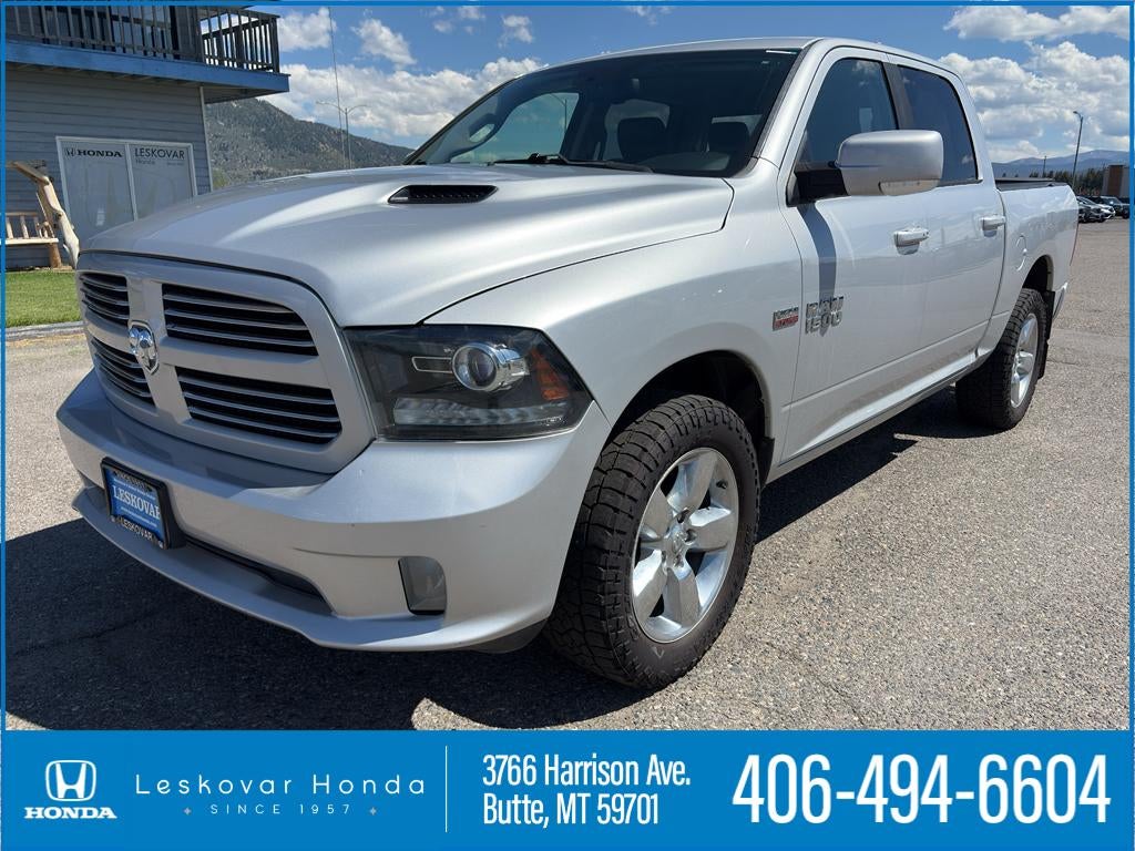 2017 RAM 1500 Sport in Bright Silver Metallic — front three-quarter view