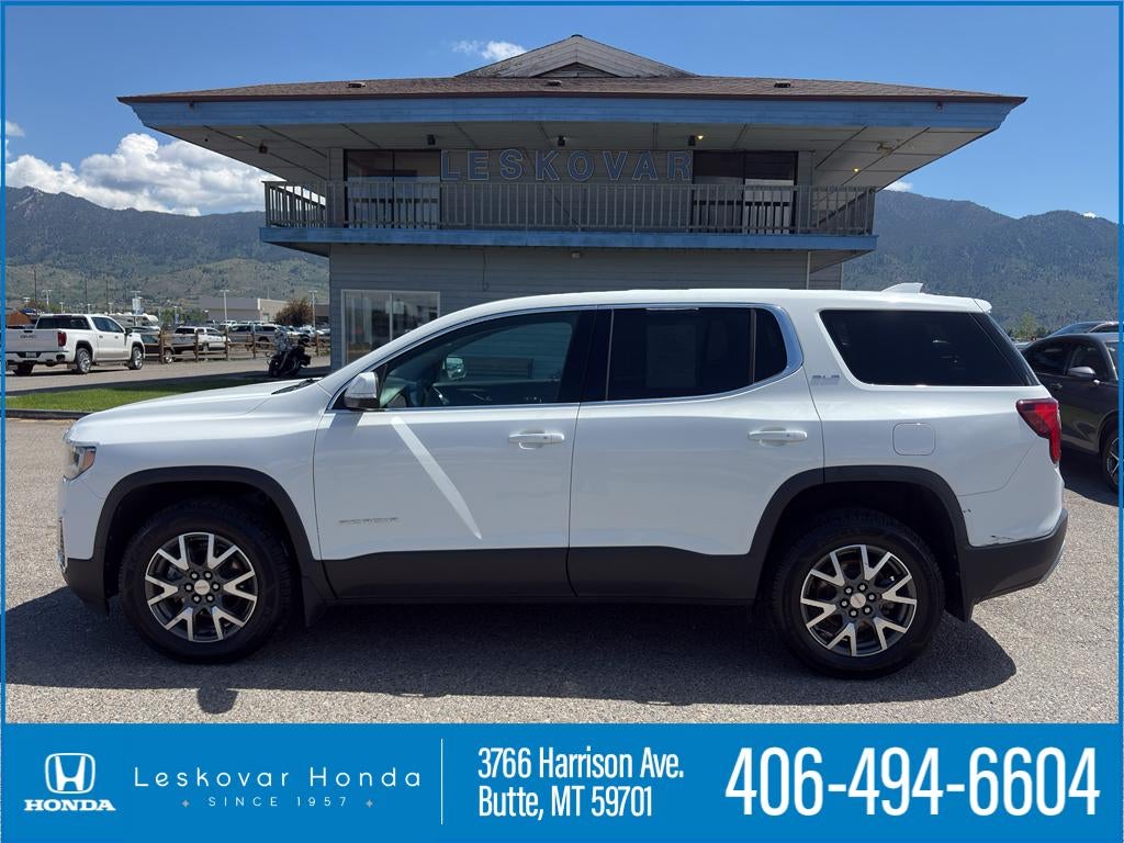 2021 GMC Acadia SLE in Summit White — front three-quarter view