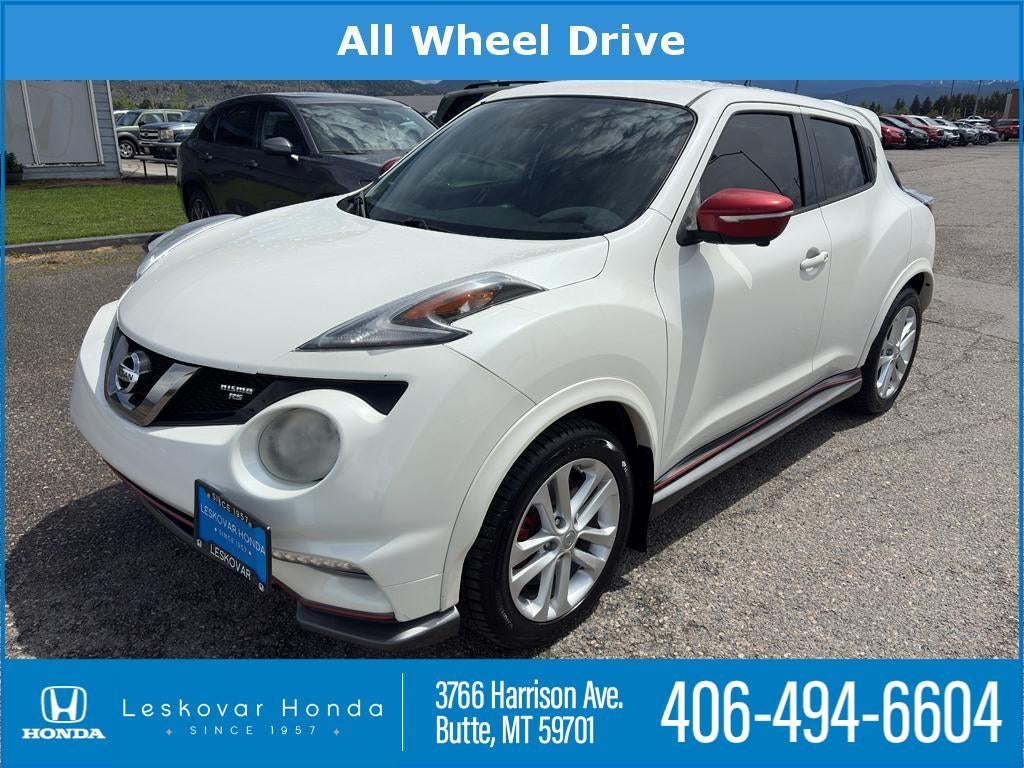 2015 Nissan Juke NISMO RS in White Pearl — front three-quarter view